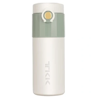 Imagen de TITIROBA TKK Taza térmica de 450 ml, color verde claro, acero inoxidable, con aislamiento doble pared, a prueba fugas, para café y té