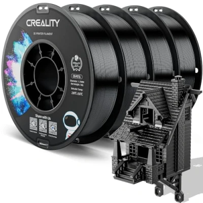 Imagen de Creality Filamento PETG 1.75mm, Fuerte Tenacidad, Inodoro, Mejor Fluidez, Impresora 3D Precisión Dimensional +/ 0.03mm, 4KG Negro