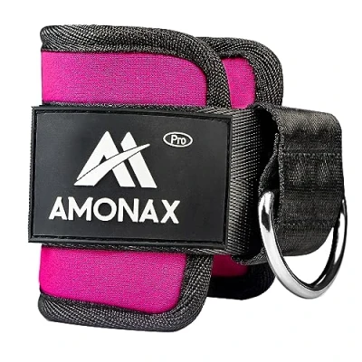 Imagen de Amonax Tobillera para polea (Acolchado) piernas y Tobillos, Correas Tobillos Gym Cable maquinas, Gimnasio, Fitness Mujeres Hombres (1 Pieza Rosa)