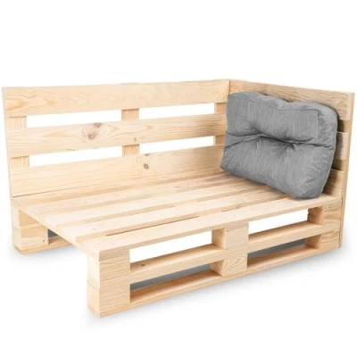 Imagen de Bananair Cojín de paleta exterior cómodo Tejido resistente, anti UV y repelente para salón jardín al aire libre, balcón terraza (cojín esquina, 60 x 40 cm, gris)