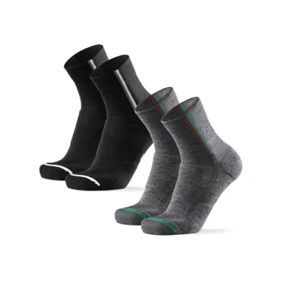 Imagen de DANISH ENDURANCE Calcetines Ciclismo Invierno de Lana Merino Térmicos, para Hombre y Mujer, 2 Pack, Multicolor (1x Gris, 1x Negro), 43 47