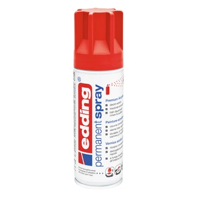 Imagen de edding 5200 spray permanente rojo tráfico mate 200 ml pintura acrílica para pintar y decorar vidrio, metal, madera, cerámica, plástico, lienzo aerosol, acrílico, de