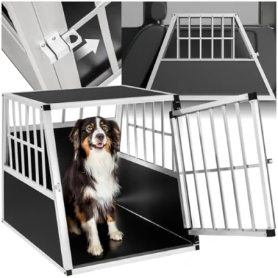 Imagen de tectake Transportín de Aluminio para Perros, Transporte Viaje Mascotas Trapezoidal Disponible en Varios Modelos (66x90x69,5cm)