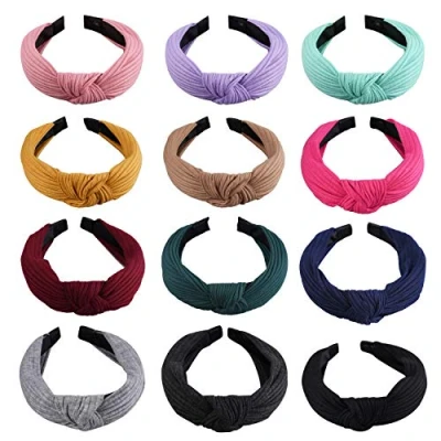 Imagen de SIQUK 12 Piezas Diademas Pelo Nudo de Anchas Turbante para Mujer Niña, Colores