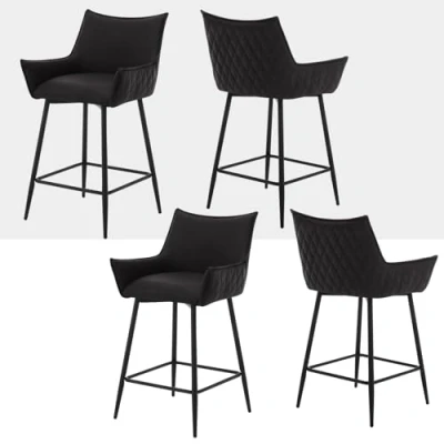Imagen de WOLTU 4X Taburetes Altos de Cocina, Cocina con Respaldo y Reposapiés, Bar Modernos Tapizados en PU, para Comedor Antracita, BH391an 4