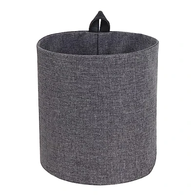 Imagen de Bigso Box of Sweden Cesta colgante pequeña de poliéster y cartón pared con trabilla aspecto lino Cubo almacenaje para colgar o poner pie gris