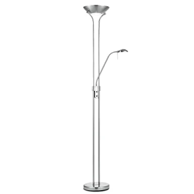 Imagen de Home Sweet Lámpara de pie clásica 50 x 180 cm Regulable Con luz principal R7s lectura G9 Plata Uso para dormitorios y salones
