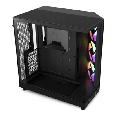 Imagen de NZXT H6 Flow RGB Caja PC Gaming ATX Mid Tower de Cámara Dual Compacta Incluye 3 ventiladores 120 mm Paneles Cristal Panorámicos Color Negro CC H61FB R1