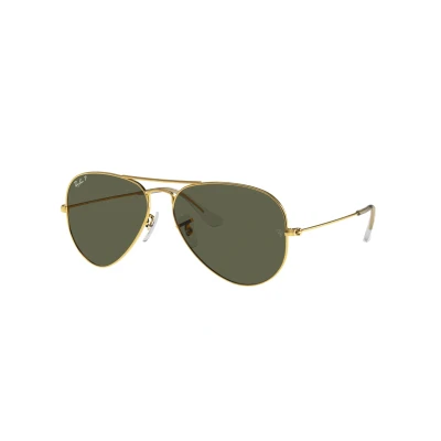 Imagen de RAY BAN Aviator Large Metal Gafas de Sol, Dorado (Marco: Dorado, Lente: Polarized Verde 001/58), 62 para Hombre