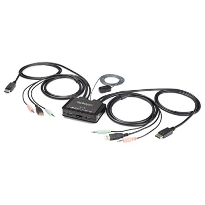 Imagen de StarTech.com Switch KVM 2 Puertos DisplayPort DP con Cables de 1,2m Incorporados Independiente del OS Audio SV211DPUA4K