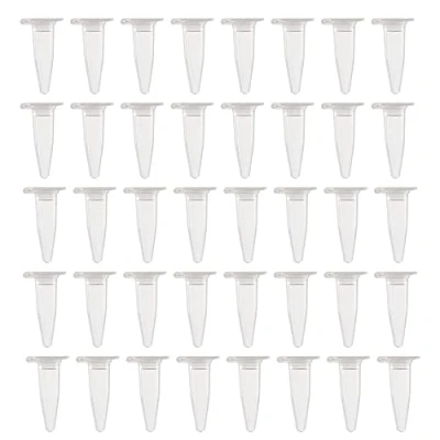 Imagen de HUAZIZ 500 pcs 0,2 ml Tubos de Ensayo Tubo Centrifuga Transparente,Polipropileno Graduado Transparente Plástico Centrífuga Vials con Tapa Plana a Presión, Micro Centrifuge Tubes