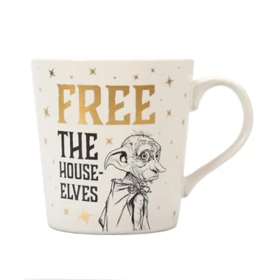 Imagen de Half Moon Bay Taza Desayuno Harry Potter Dobby Free The House Elves, 1 Unidad (Paquete de 1)