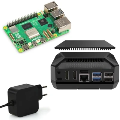 Imagen de Raspberry Pi 5 Kit profesional de 8 GB Argon ONE V3 M.2 NVME PCIE Fuente alimentación USB C 27 W RAM
