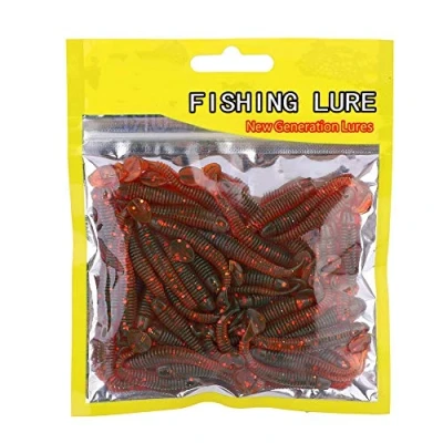 Imagen de Huairdum Cebo para Peces, 150PCS 5cm Señuelos de Pesca plástico Blando T Tail Grub Cebos Gusano Accesorio Aparejos Pescado la Agua Salada(#9)