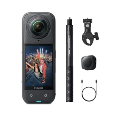 Imagen de Insta360 X5 Paquete Motero Cámara 8K 360 Impermeable, Lente Dura y reemplazable, batería de 3 Horas, Audio Claro, estabilización, Efecto Selfie Stick Invisible, líder con Poca luz