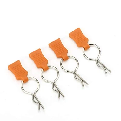 Imagen de Dilwe Clip de Carcasa Cuerpo RC + Juego Soportes Montaje Pasador Segura Accesorios Aleación Aluminio Piezas Automóvil Adecuadas para Traxxas 1/5 1/8(Naranja)