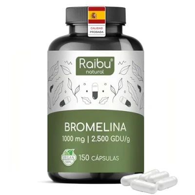 Imagen de Bromelina 1000 mg (5000 F.I.P) 150 Cápsulas de Alta Dosis Gastroresistentes Extracto Natural Piña Suplemento Vegano Enzimas Digestivas Probado en Laboratorio