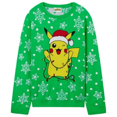 Imagen de Pokémon Jersey de Navidad, Suéter Punto con Cuello Redondo para Niños y Adolescentes (Verde/Amarillo, 4 5 Años)