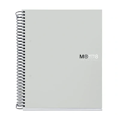 Imagen de Miquelrius Cuaderno Notebook The Original, 8 franjas de colores, Cubierta polipropileno opaco, Tamaño A5 (148 x 210 mm), 2 Taladros, 200 Hojas 70 g/m², Rayado Horizontal 7 mm, Color Gris