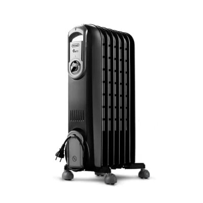 Imagen de De&#039;Longhi Serie Vento V550715.BG Radiador de aceite eléctrico, calefacción eléctrica bajo consumo, 7 elementos, temporizador, botones intuitivos para entornos hasta 45 m3, 3 niveles
