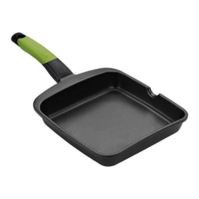 Imagen de BRA PRIOR Grill asador liso, 28 cm, aluminio fundido con antiadherente Teflon Innovations, apto para todo tipo de cocinas incluida inducción