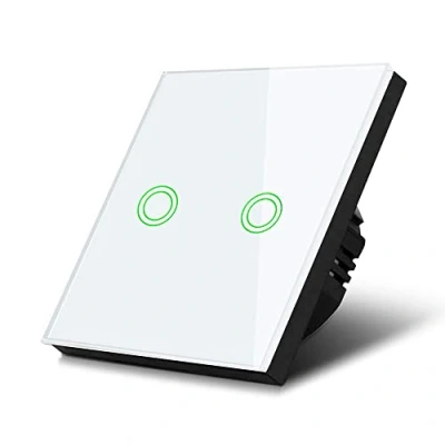 Imagen de Maclean MCE711W Interruptor de luz (2 vías, redondo, con cambio color, fondo LED, redondo), color blanco