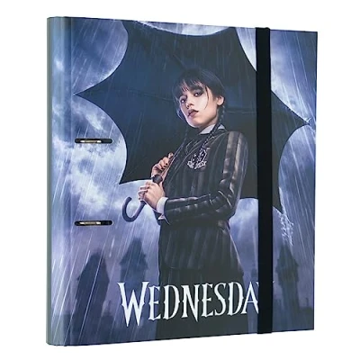 Imagen de Carpeta 2 anillas troquelada premium Miércoles Adamms Archivador A4 tapa dura/Archivador Vuelta al cole