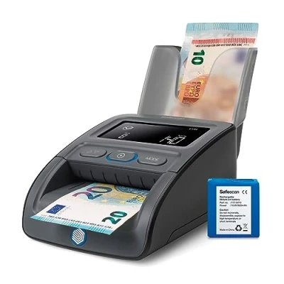 Imagen de Detector de billetes falsos portátil Safescan 155 S completo para verificar rápidamente con 7 puntos detección 100% fiable