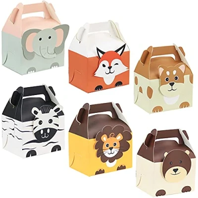 Imagen de 30 Piezas Bolsas Fiestas Animales,Bolsas Papel Infantiles,Cajas Regalos Animales,6 Patrones Para Fiestas,Cumpleaños,Vacaciones,Envolver Dulces,Galletas,Regalos