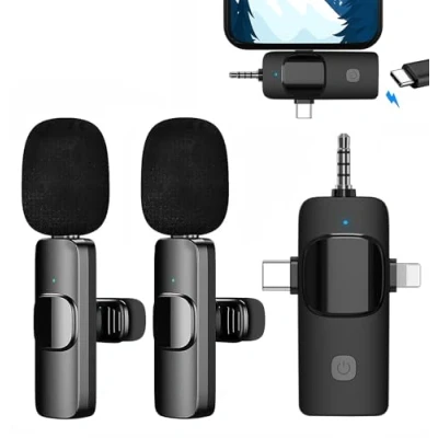 Imagen de Microfono Inalambrico para iPhone/iOS/Android/PC/Laptop, Micrófono Lavalier Inalámbrico Móvil Portátil, Bluetooth Facebook, Youtube, Twitter, TIK Tok Video y transmisión en Vivo