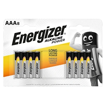 Imagen de Energizer Alkaline Power, Pack de 8 pilas AAA, larga duración para uso cotidiano, sin sulfatación y mantiene carga 10 años