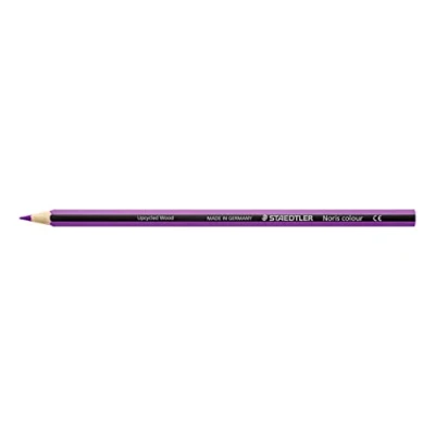 Imagen de Staedtler Noris Colour 185 6 Caja 12 lápices de color violeta hexagonales. Material WOPEX ecológico con madera certificada por PEFC. Diseño a rayas negras y del mismo que la mina
