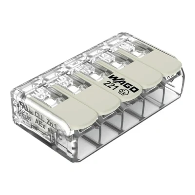 Imagen de WAGO Terminales de conexión 221 685 5 conductores, hasta 6 mm², 15 unidades, conector cable compacto con palancas para todos los tipos conductores en todo el mundo, seguridad confirmada