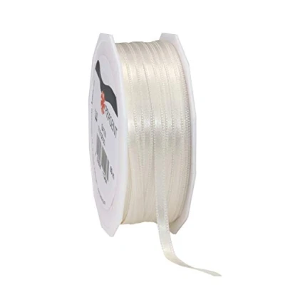 Imagen de C.E. PATTBERG PRÄSENT cinta regalo satén color marfil, 50 m de raso para envolver regalos, 6 mm ancho, decoración y manualidades, decorativa versátil