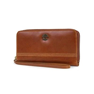 Imagen de Timberland Leather RFID Zip Around Wallet Clutch with Wristlet Strap, Pulsera para Mujer, Coñac (Buff Apache), Talla única