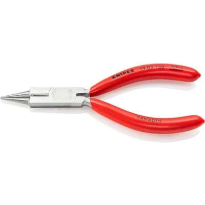 Imagen de Knipex Alicate de boca redonda con filos corte (Alicate para joyería) cromado, recubiertos plástico 130 mm 19 03