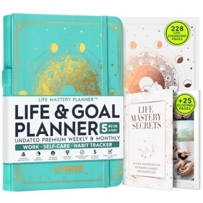 Imagen de Life Mastery Planner Un viaje de 12 meses para aplastar tus objetivos, aumentar la productividad, el éxito y felicidad Planificador vida semanal mensual hábitos, diario gratitud