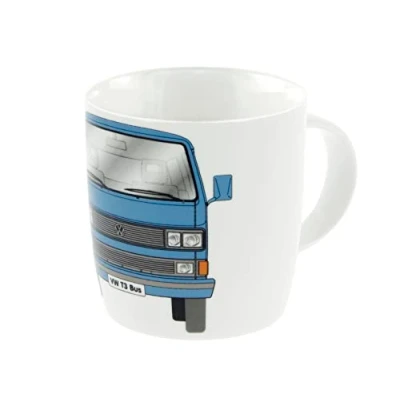 Imagen de BRISA VW Collection Volkswagen Furgoneta Bus T3 Camper Van Taza de Café Porcelana (New Bone China) en Caja regalo, Copa Té, Decoración la Mesa/Cocina/Camping/Souvenir (Frente/Azul)