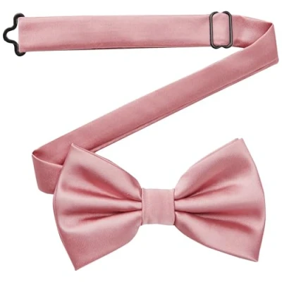 Imagen de DonDon pajarita para hombre hecha a mano con aspecto de seda 12 x 6 cm Rosa empolvado