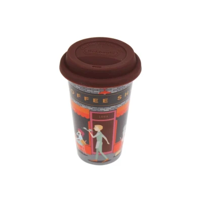 Imagen de De&#039;Longhi Travel Mug DLSC066 Termo de doble pared para bebidas frías y calientes, fácil transportar, funda antideslizante silicona, 300 ml capacidad