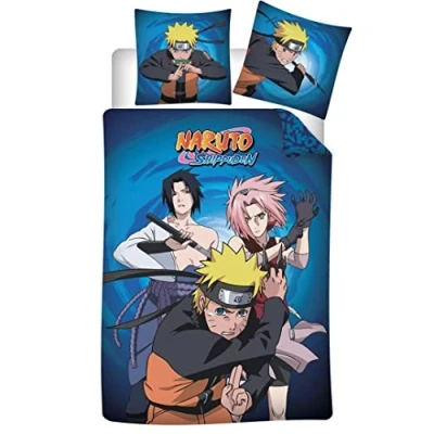 Imagen de Naruto Juego de ropa cama infantil 140 x 200 cm y funda almohada 63 cm…