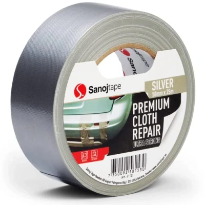 Imagen de Sanojtape Cinta Americana de Color Plata Reparación Profesional y Gaffer Tela Superresistente 50mm x 25m