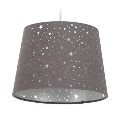 Imagen de Relaxdays Lámpara de techo infantil, Estrellas, Iluminación colgante para niños, Pantalla redonda, 122 x 27 cm