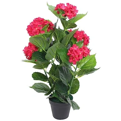 Imagen de vidaXL Planta Artificial Hortensia con Macetero 60 cm Roja Maceta de Plástico