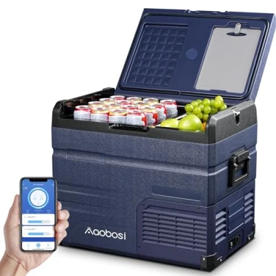 Imagen de AAOBOSI Nevera Portatil 46 L, Coche Doble Zona, 20 C a C, 12/24 V DC,100 240 AC, para Hogar, Camping, Viajes, Coche, Barco y Autocaravana