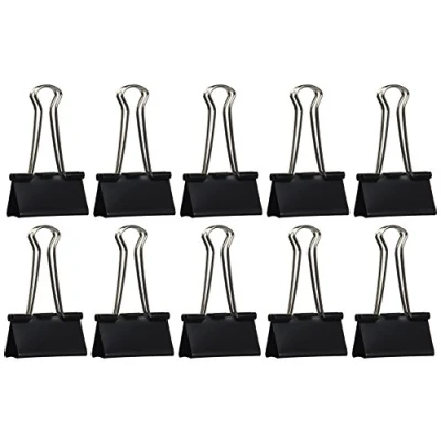 Imagen de Rapesco FBC410B1 Pinzas/Clips de 41 mm con Brazos Plegables, Capacidad hasta 170 Hojas, Negro, Paquete 10