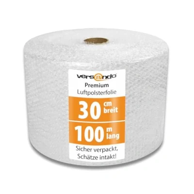 Imagen de versando Rollo de plástico burbujas alta calidad, 100 m x 0,3 m, embalaje para mudanzas, papel