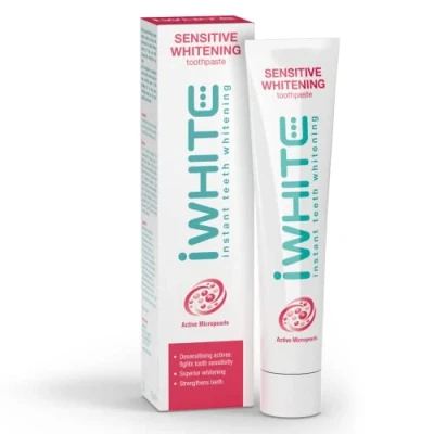 Imagen de iWhite Sensitive Pasta de Dientes Blanqueante, 75 ml Dental Blanqueamiento Activo y Eliminación Manchas. Combate Previene la Sensibilidad Protege los Dientes, Restaura el Esmalte