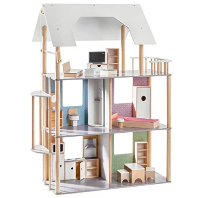 Imagen de howa Casa de muñecas Madera con 19 Piezas Muebles incluidos, para 30 cm 70103