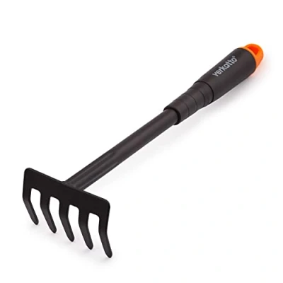 Imagen de Mivos Rastrillo de Mano Jardín Acero Pequeño con 5 Dientes para Balcón Huerto Flores Mango Ergonómico 9 cm Ancho